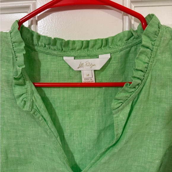 Lilly Pulitzer Vibrant Green Ruffle Blouse - Picture 2 of 7